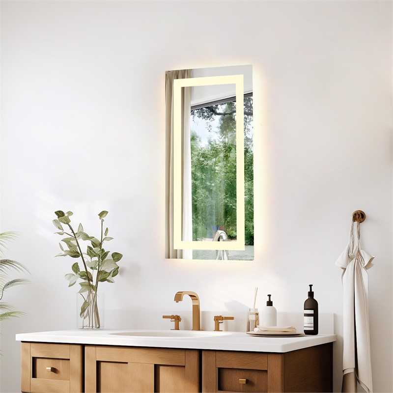 Elegant Kitchen And Bath Riven 30X20 Led Mirror in Silver