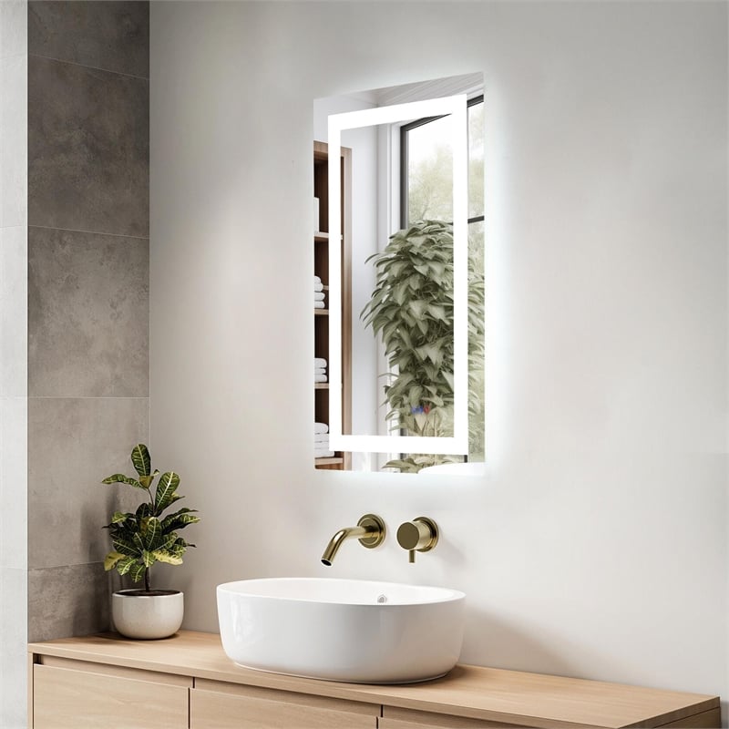 Elegant Kitchen And Bath Riven 36X20 Led Mirror in Silver