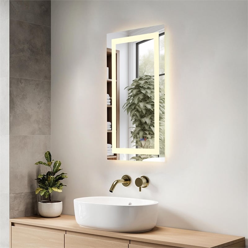 Elegant Kitchen And Bath Riven 36X20 Led Mirror in Silver