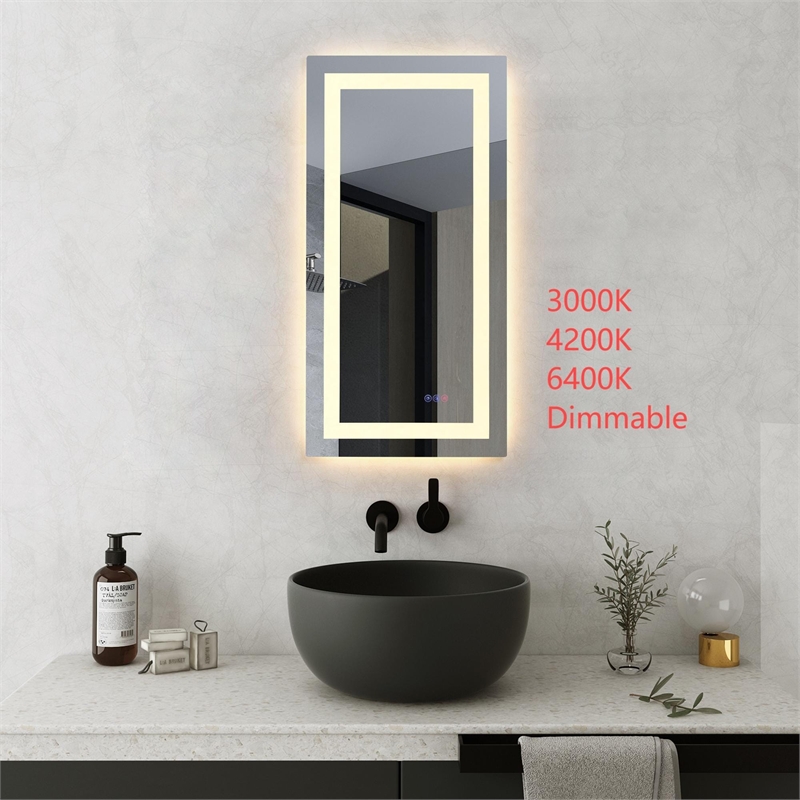 Elegant Kitchen And Bath Riven 40X20 Led Mirror in Silver