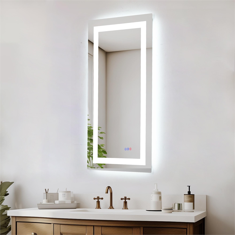 Elegant Kitchen And Bath Riven 40X20 Led Mirror in Silver