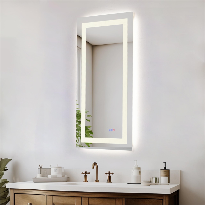 Elegant Kitchen And Bath Riven 40X20 Led Mirror in Silver