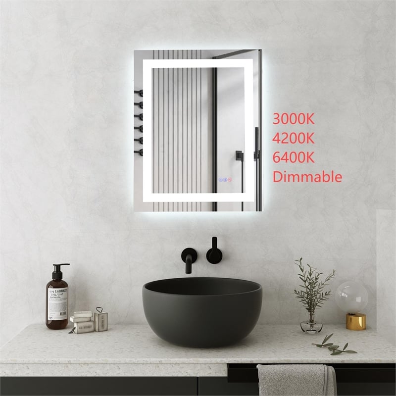Elegant Kitchen And Bath Riven 30X24 Led Mirror in Silver
