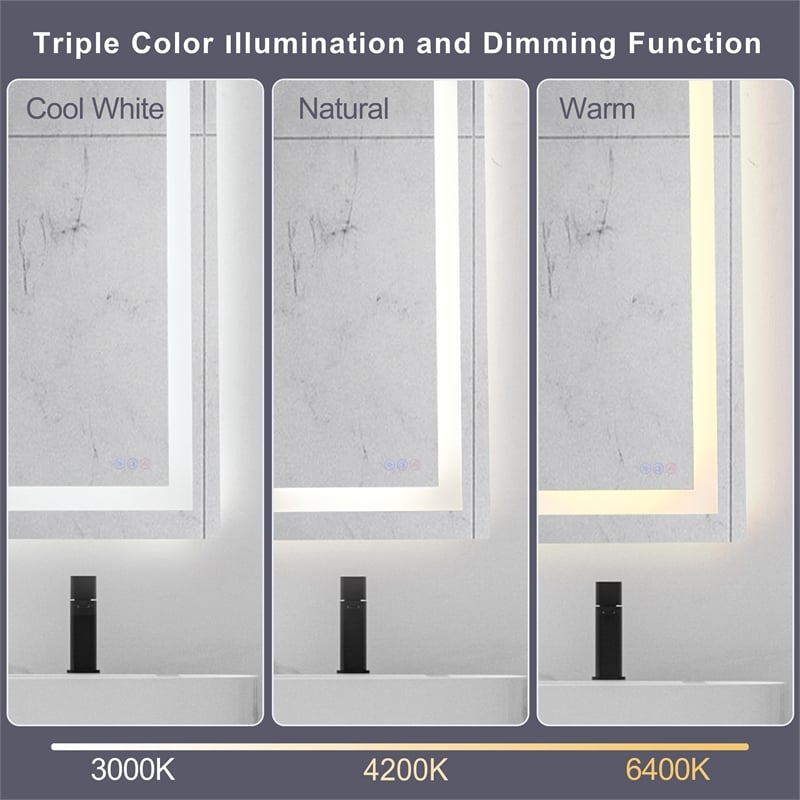 Elegant Kitchen And Bath Riven 30X24 Led Mirror in Silver