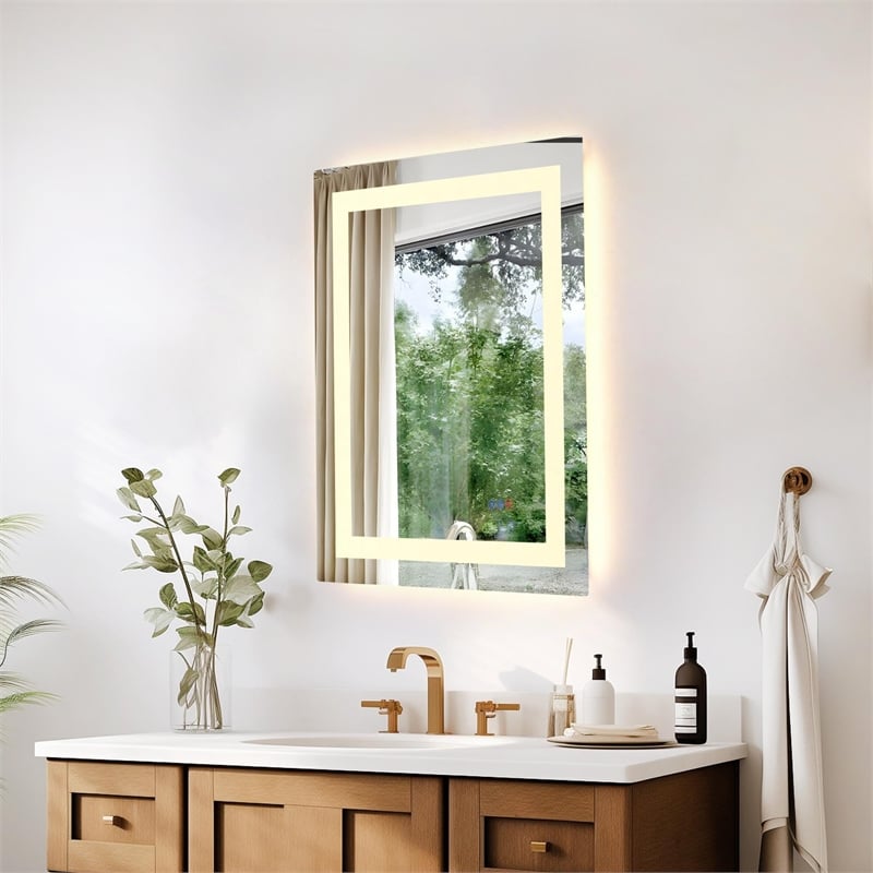 Elegant Kitchen And Bath Riven 30X24 Led Mirror in Silver