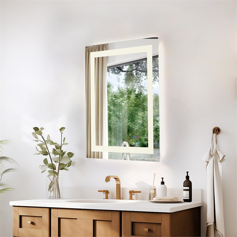 Elegant Kitchen And Bath Riven 30X24 Led Mirror in Silver