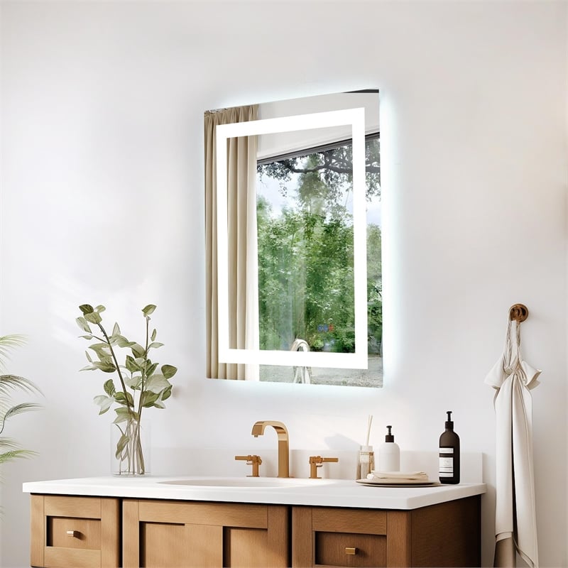 Elegant Kitchen And Bath Riven 30X24 Led Mirror in Silver