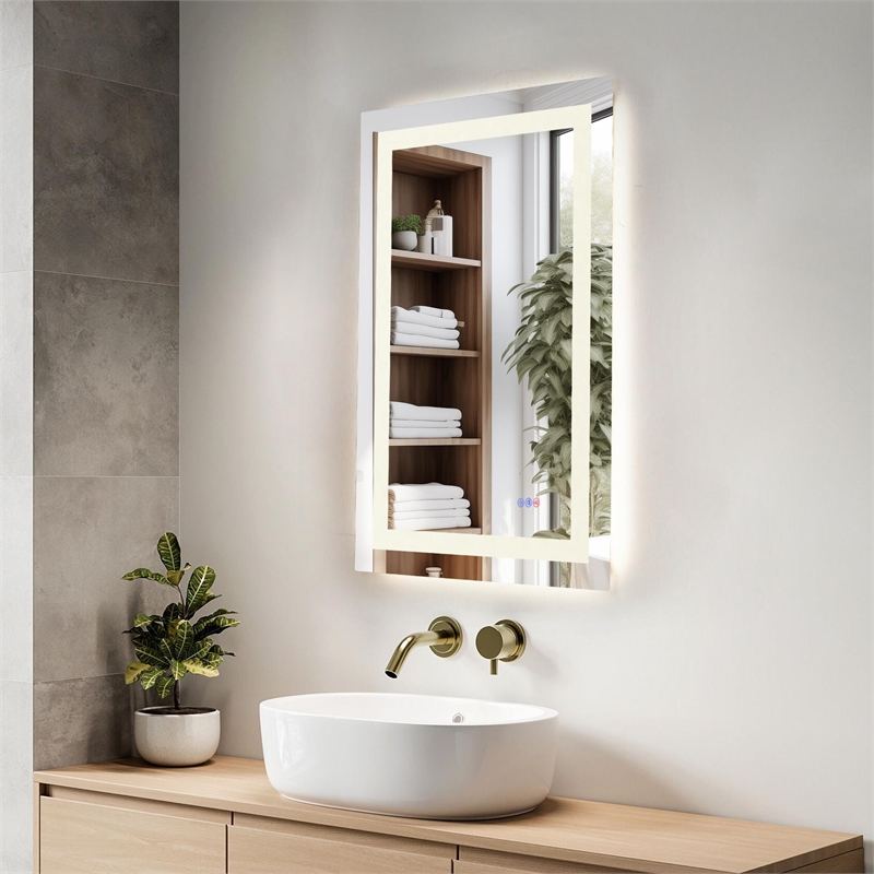 Elegant Kitchen And Bath Riven 36X24 Led Mirror in Silver
