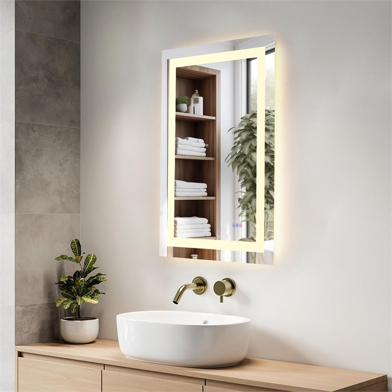 Elegant Kitchen And Bath Riven 36X24 Led Mirror in Silver