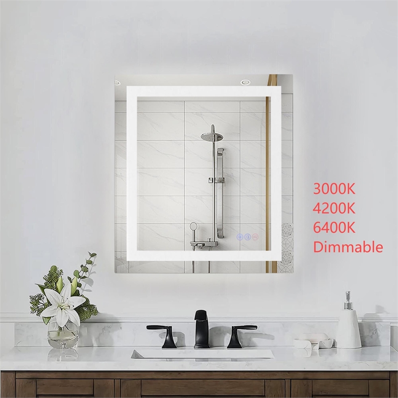 Elegant Kitchen And Bath Riven 30X27 Led Mirror in Silver