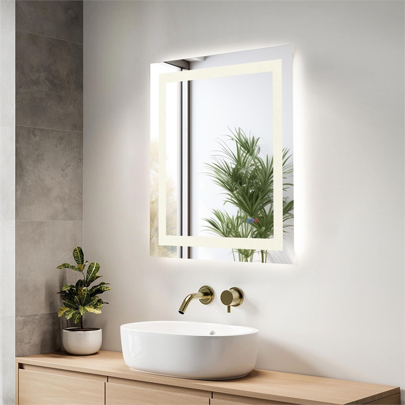 Elegant Kitchen And Bath Riven 30X27 Led Mirror in Silver