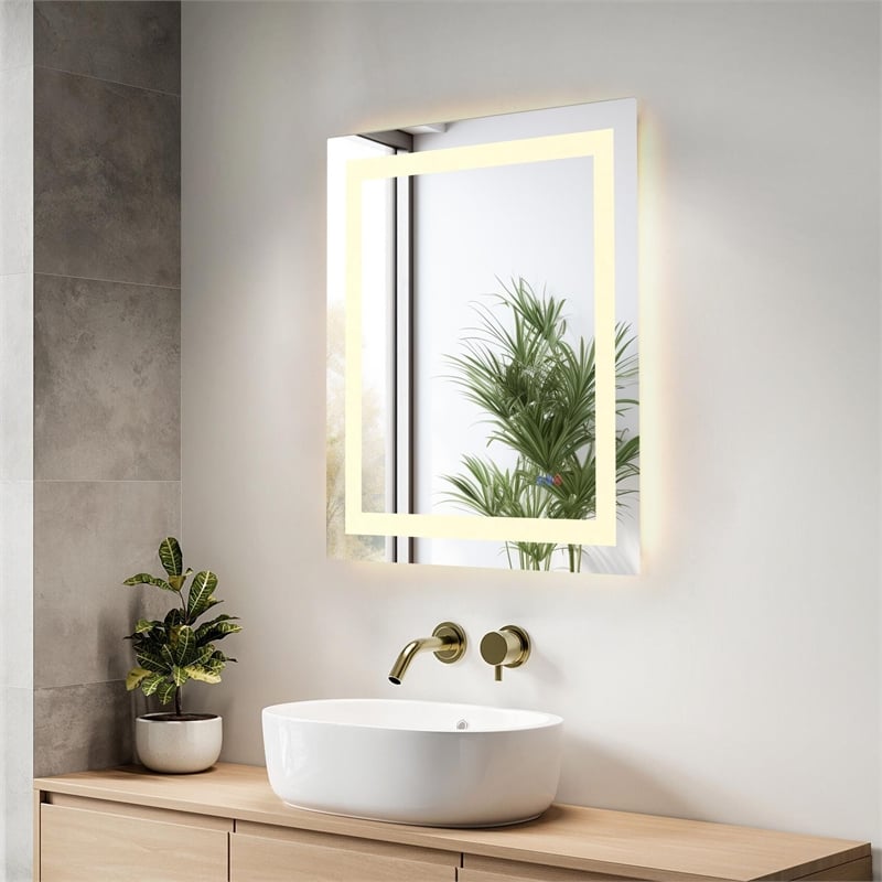 Elegant Kitchen And Bath Riven 30X27 Led Mirror in Silver