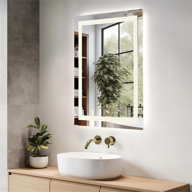 Elegant Kitchen And Bath Riven 36X27 Led Mirror in Silver