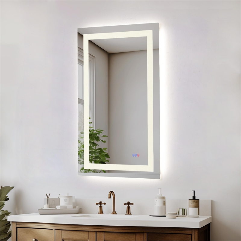 Elegant Kitchen And Bath Riven 40X27 Led Mirror in Silver