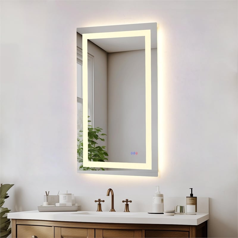 Elegant Kitchen And Bath Riven 40X27 Led Mirror in Silver