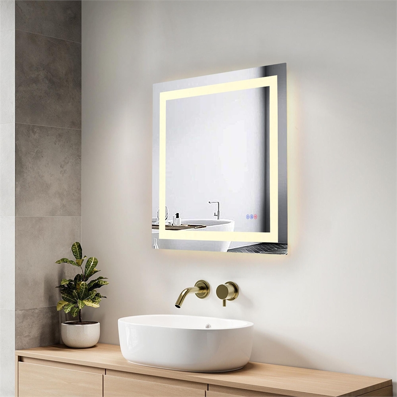 Elegant Kitchen And Bath Riven 30X30 Led Mirror in Silver