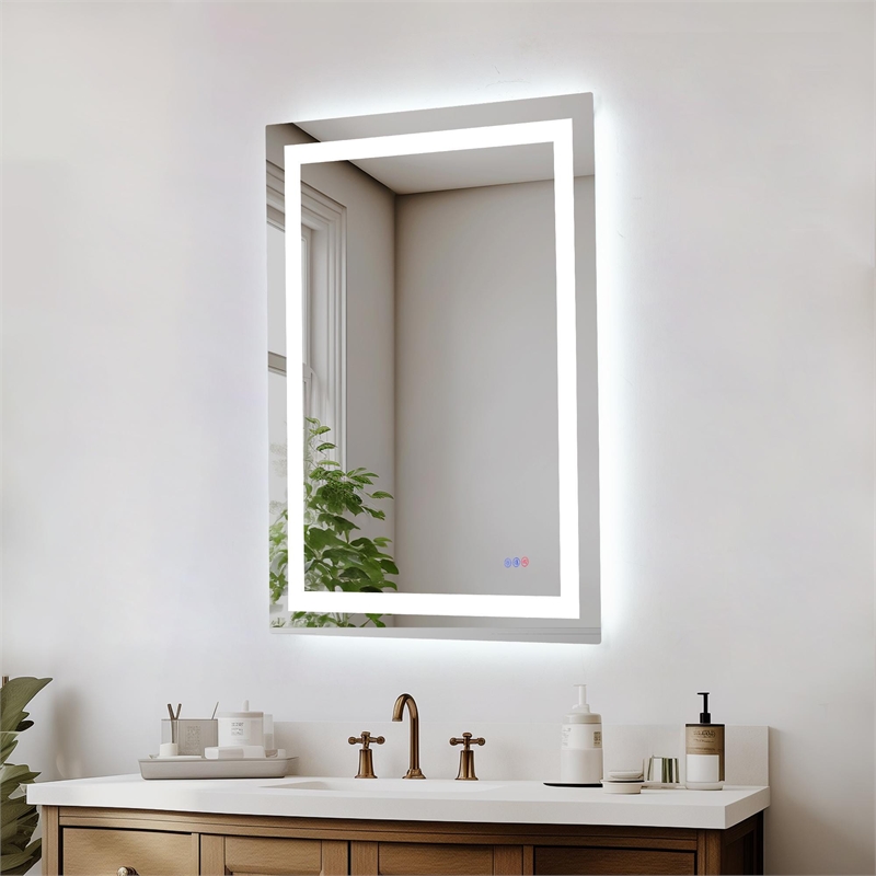 Elegant Kitchen And Bath Riven 40X30 Led Mirror in Silver