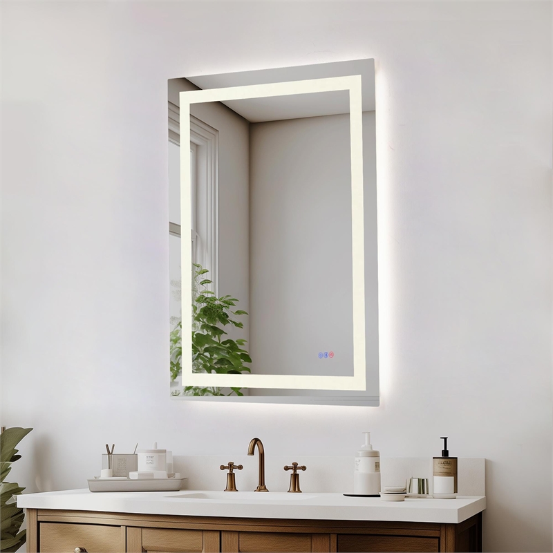 Elegant Kitchen And Bath Riven 40X30 Led Mirror in Silver