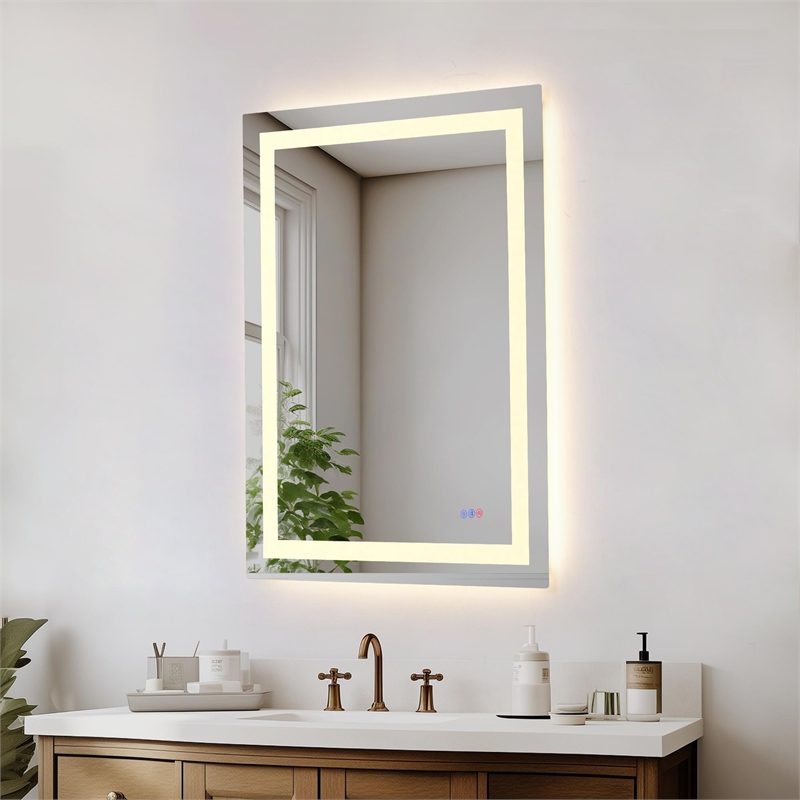 Elegant Kitchen And Bath Riven 40X30 Led Mirror in Silver