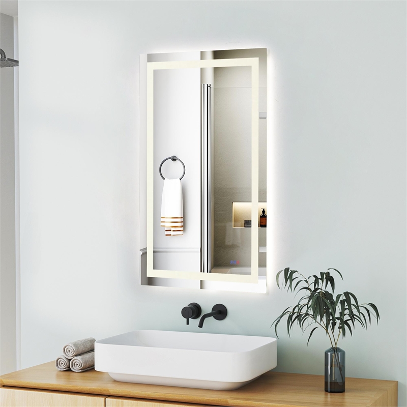 Elegant Kitchen And Bath Riven 48X30 Led Mirror in Silver