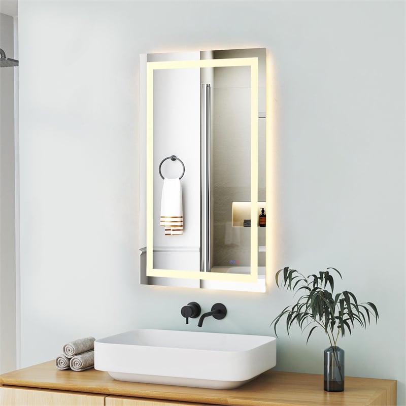 Elegant Kitchen And Bath Riven 48X30 Led Mirror in Silver