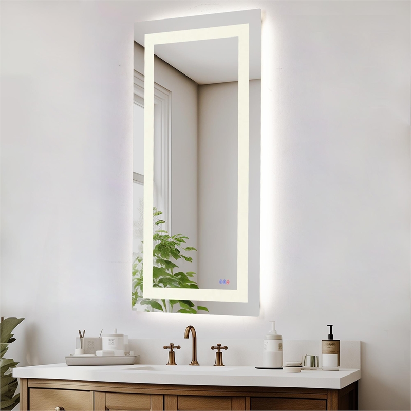 Elegant Kitchen And Bath Riven 72X30 Led Mirror in Silver