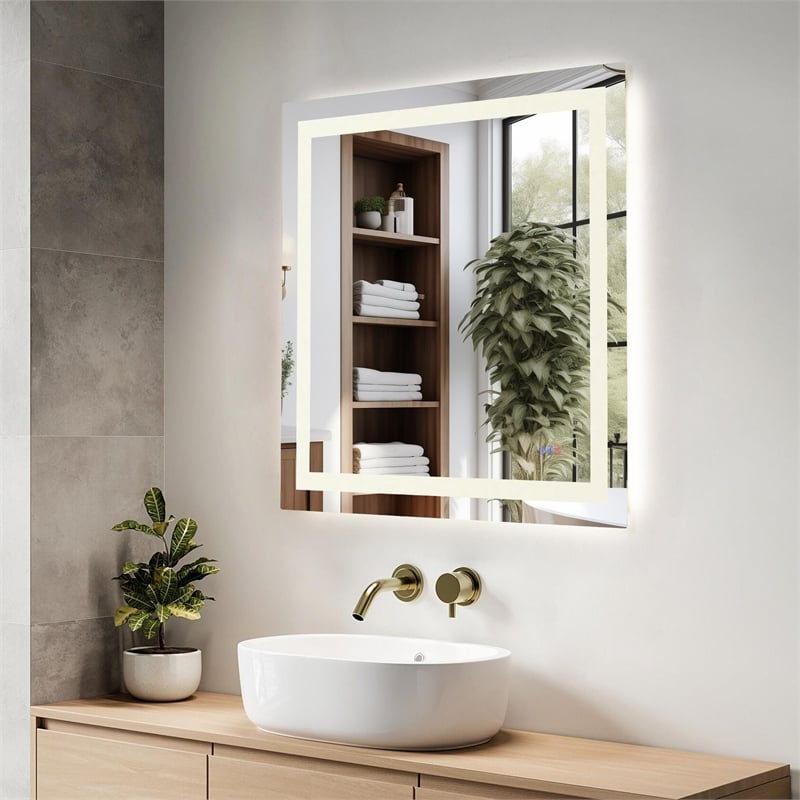 Elegant Kitchen And Bath Riven 36X36 Led Mirror in Silver