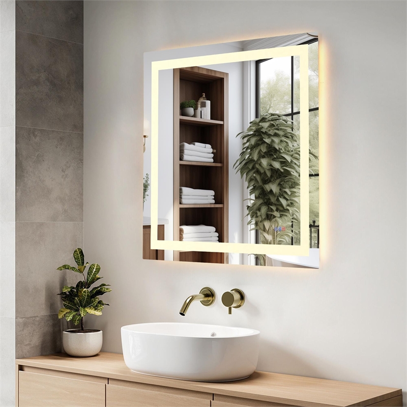 Elegant Kitchen And Bath Riven 36X36 Led Mirror in Silver