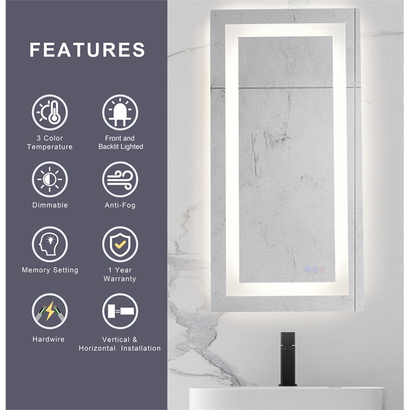 Elegant Kitchen And Bath Riven 36X36 Led Mirror in Silver