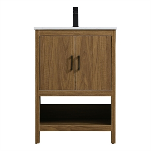 Elegant Kitchen And Bath Ira 24&quot Single Bathroom Vanity in Walnut Brown