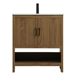 Elegant Kitchen And Bath Ira 30&quot Single Bathroom Vanity in Walnut Brown