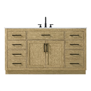 Elegant Kitchen And Bath Alden 60&quot Single Bathroom Vanity in Honey Brown