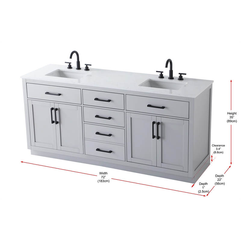 elegant kitchen and bath alden 72&quot double bathroom vanity in grey