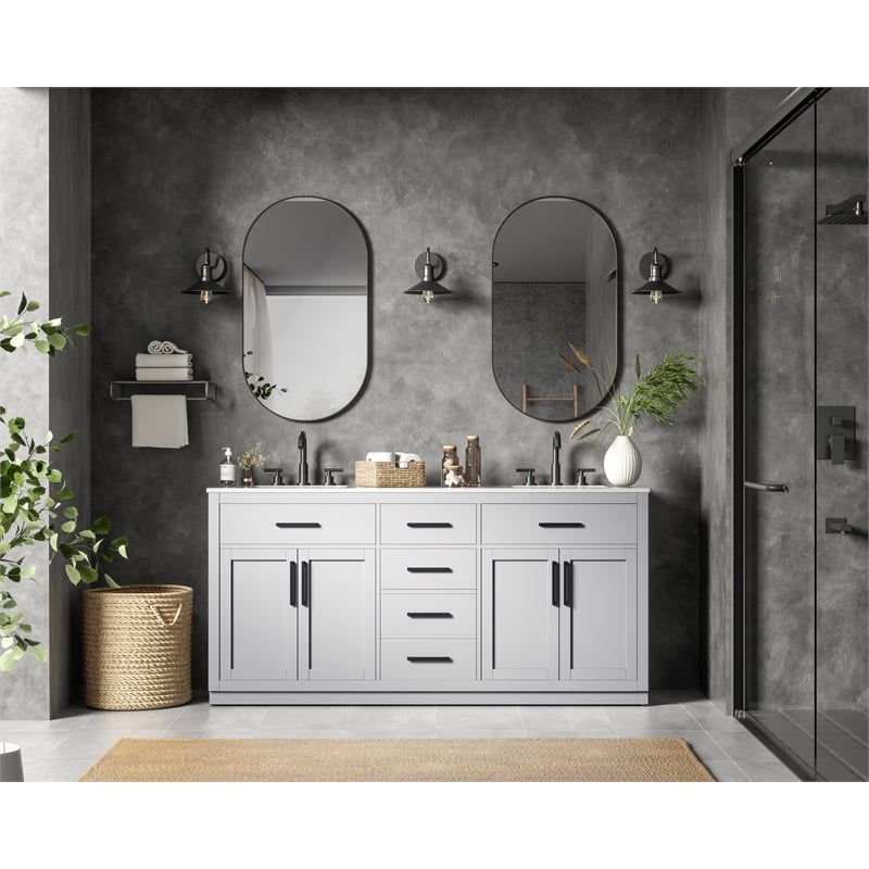 elegant kitchen and bath alden 72&quot double bathroom vanity in grey
