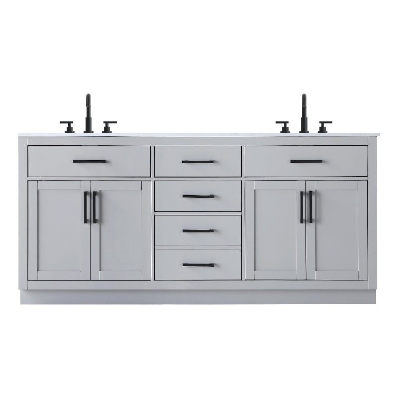 Elegant Kitchen And Bath Alden 72&quot Double Bathroom Vanity in Grey