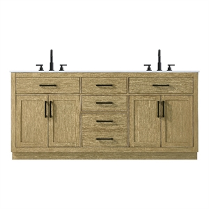Elegant Kitchen And Bath Alden 72&quot Double Bathroom Vanity in Honey Brown