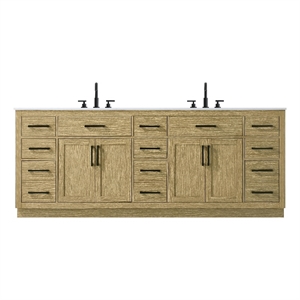 Elegant Kitchen And Bath Alden 84&quot Double Bathroom Vanity in Honey Brown