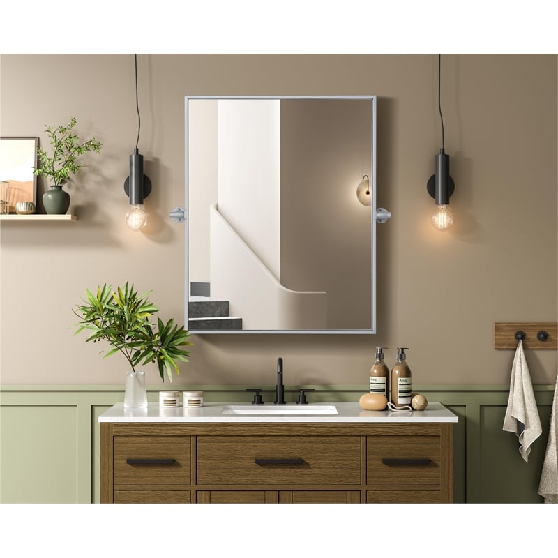 Elegant Kitchen And Bath Amoura 24X30 Pivot Mirror in Silver