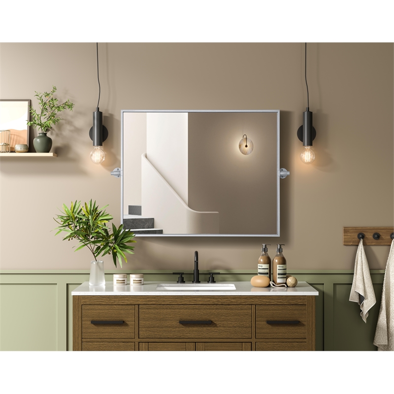 Elegant Kitchen And Bath Amoura 24X30 Pivot Mirror in Silver