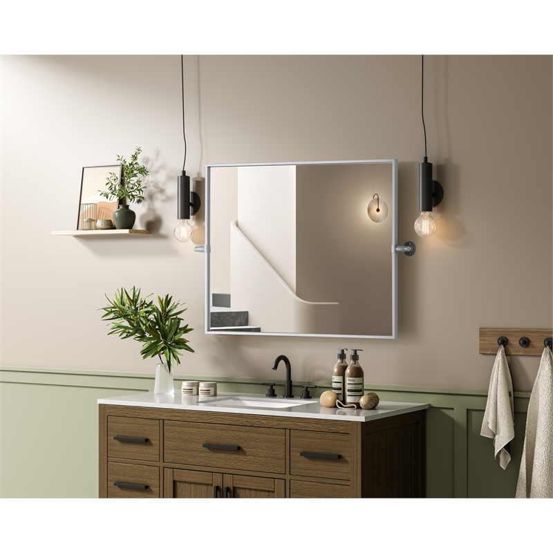 Elegant Kitchen And Bath Amoura 24X30 Pivot Mirror in Silver