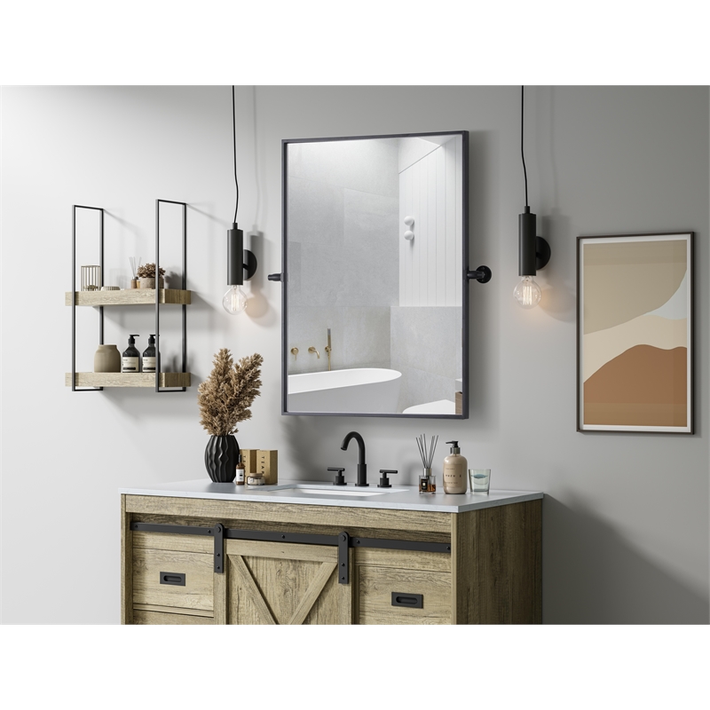 Elegant Kitchen And Bath Amoura 24X32 Pivot Mirror in Black