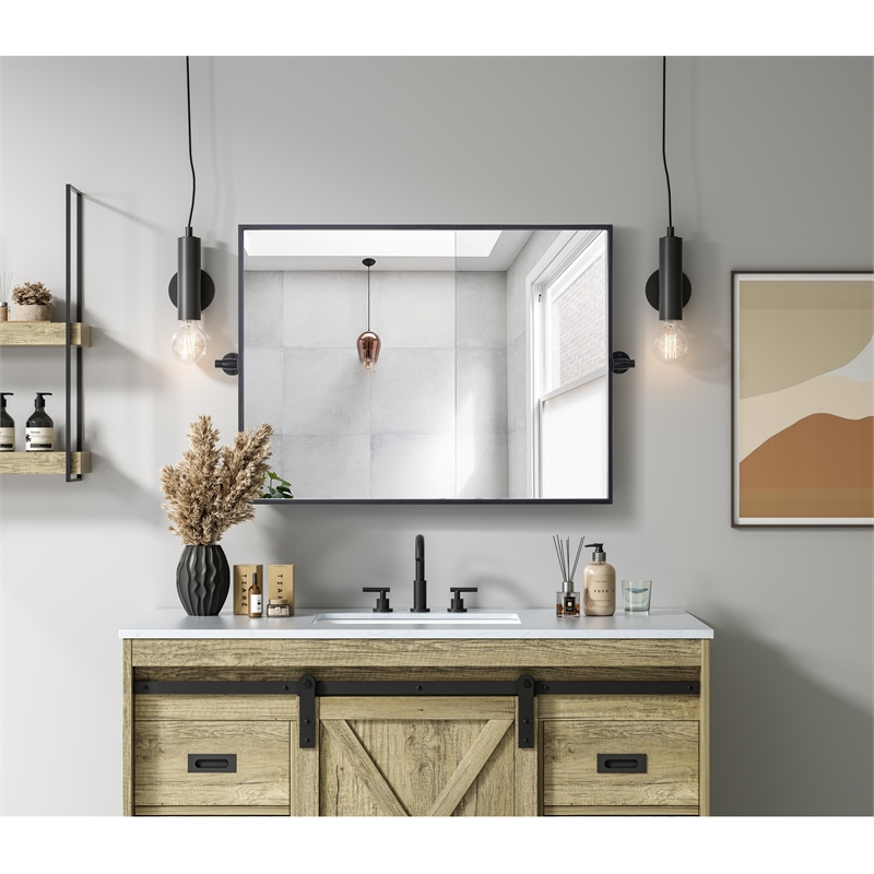Elegant Kitchen And Bath Amoura 24X32 Pivot Mirror in Black