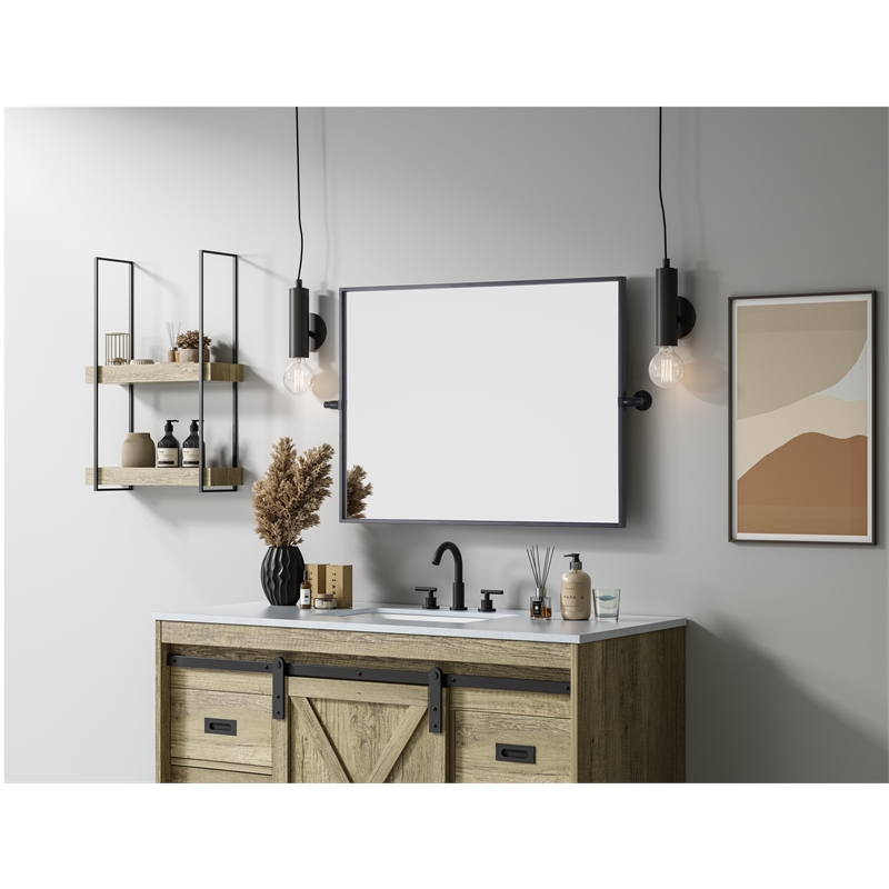 Elegant Kitchen And Bath Amoura 24X32 Pivot Mirror in Black