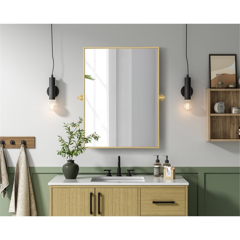 Elegant Kitchen And Bath Amoura 24X32 Pivot Mirror in Brass
