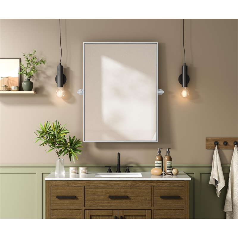Elegant Kitchen And Bath Amoura 24X32 Pivot Mirror in Silver