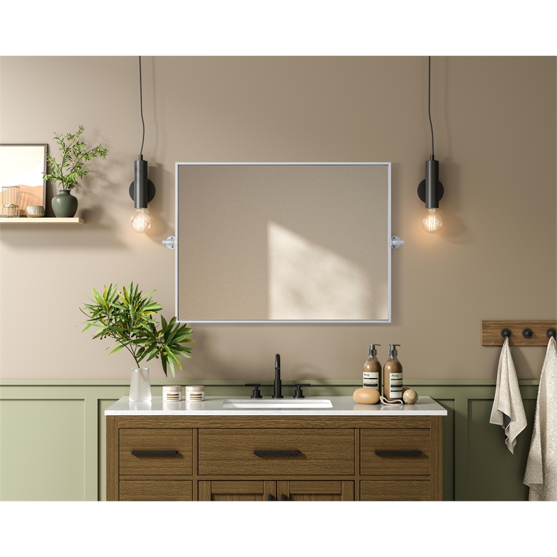 Elegant Kitchen And Bath Amoura 24X32 Pivot Mirror in Silver