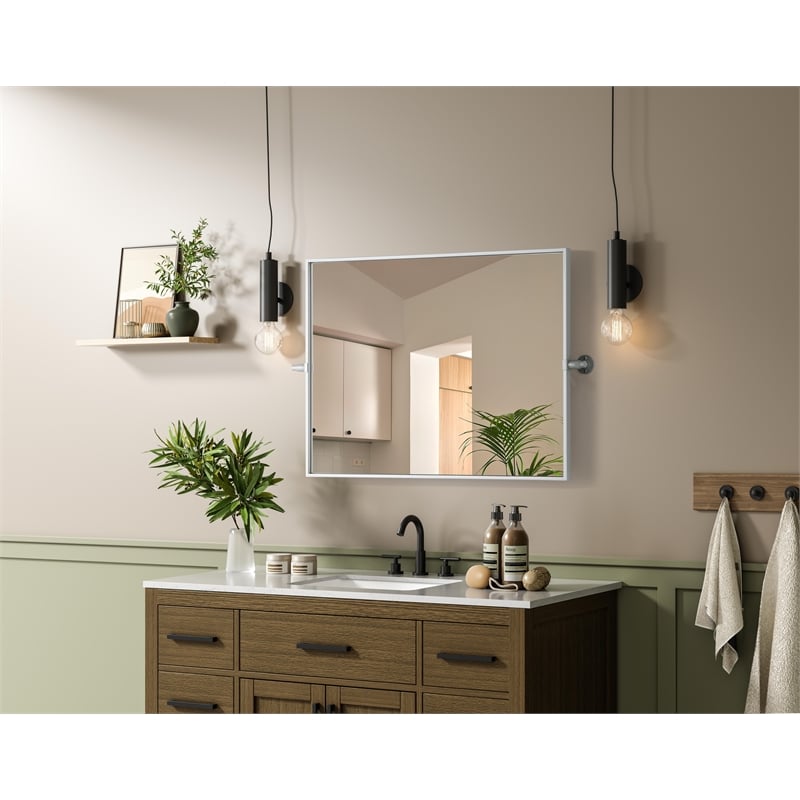 Elegant Kitchen And Bath Amoura 24X32 Pivot Mirror in Silver