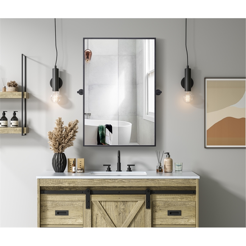 Elegant Kitchen And Bath Amoura 24X36 Pivot Mirror in Black