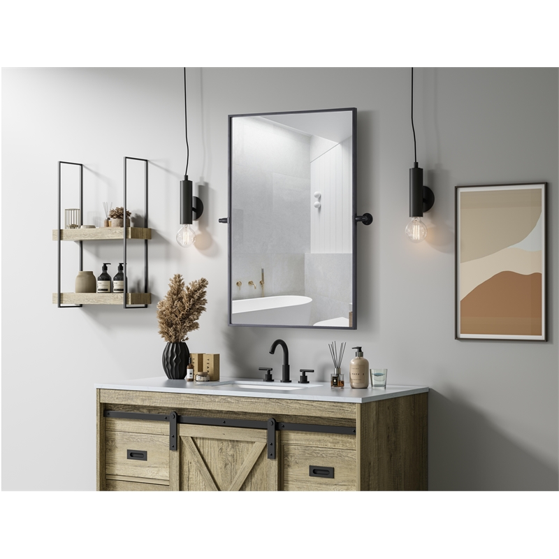 Elegant Kitchen And Bath Amoura 24X36 Pivot Mirror in Black