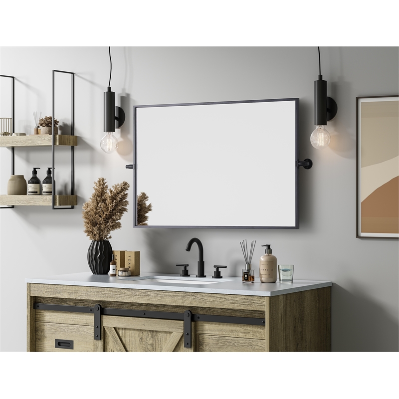 Elegant Kitchen And Bath Amoura 24X36 Pivot Mirror in Black